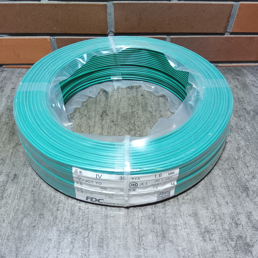 【アウトレット】 IV1C×1.6 緑 IVケーブル 300m シュリンク 【未使用】【市川行徳店】