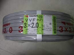 【アウトレット・未使用特価品！ラベル跡、スレ等あり※製造2025年5月】 矢崎 VVF203 VVFケーブル 3×2.0mm(黒白赤)灰 100m 【越谷店】