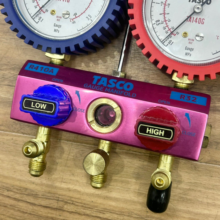 美品 TASCO タスコ ゲージマニホールド TA141G TA140G (R410A/R32用) 耐圧兼用型チャージバルブ付き TA166ZA 【船橋馬込店】
