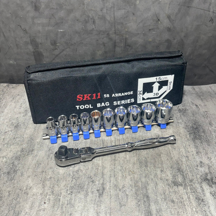 12.7sqフレックスラチェットハンドル SRH4CF + 12ポイント12.7sqソケットセット SHS410M + ポーチ