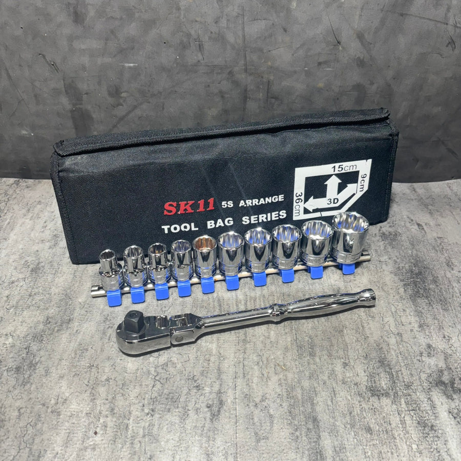 12.7sqフレックスラチェットハンドル SRH4CF + 12ポイント12.7sqソケットセット SHS410M + ポーチ