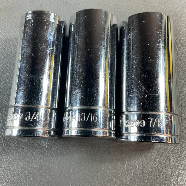 【中古】シグネット ディープソケット 3個セット 差込:3/8 サイズ:7/8 13/16 3/4 12209 12208 12207 SIGNET インチ  【越谷店】