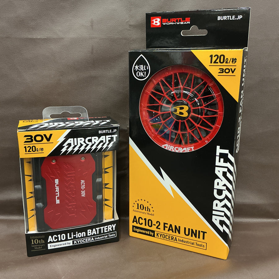 【未使用品】 バートル(BURTLE) ファンバッテリーセット AC-10/AC10-2 スパイダーレッド・メタリックレッド 【越谷店】