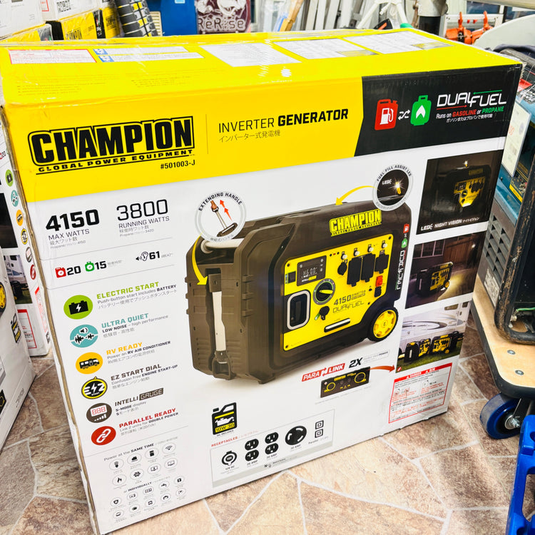 【売り切りセール！※本州限定※送料無料！】 チャンピオン インバーター発電機 501003-J プロパンガス・ガソリン兼用 出力3.8KVA 未使用品 【越谷店】