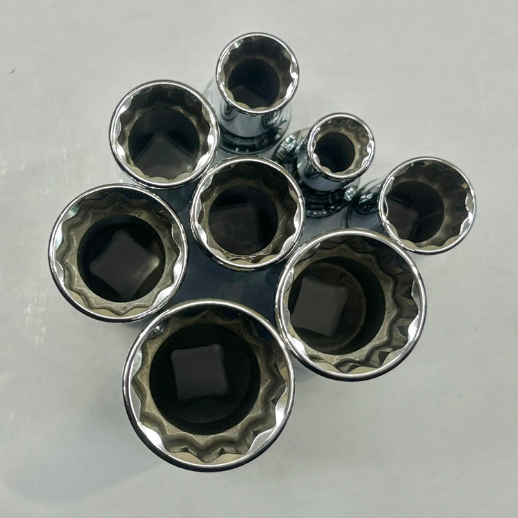KTC ネプロス NB3L 9.5SQ ディープソケット 12角 8個セット クイックスピンナー付き NBE38 【船橋馬込店】