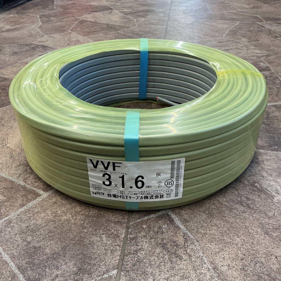 【未使用】 住電HST VVFケーブル VVF 3 x 1.6 mm 白黒赤 100m VVF163 【越谷店】