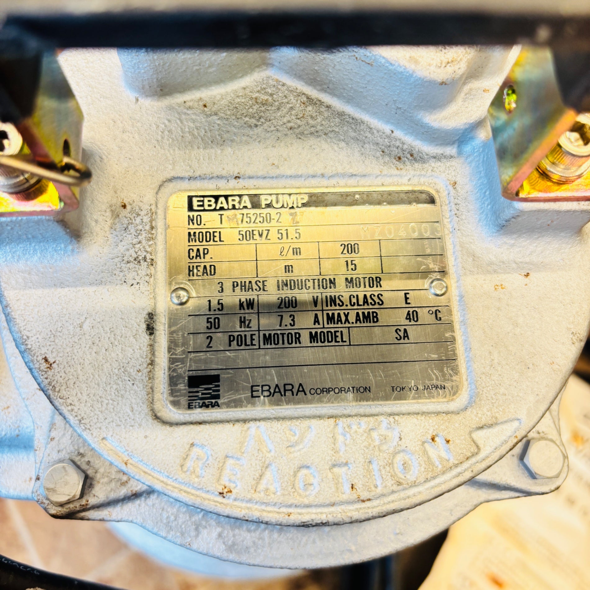 EBARA(荏原) 工事用排水用水中ポンプ 50EVZ 3相200V 50Hzモデル 【越谷店】【未使用長期保管品】