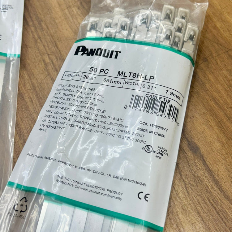 PANDUIT パンドウイット 自動ロック式 ステンレススチールバンド MLT8H-LP 50本入り×5袋 【船橋馬込店】
