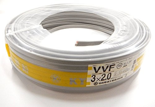 【未使用】 協和電線 VVFケーブル 3 ×2.0 mm 黒白赤 灰 100m VVF203  【越谷店】
