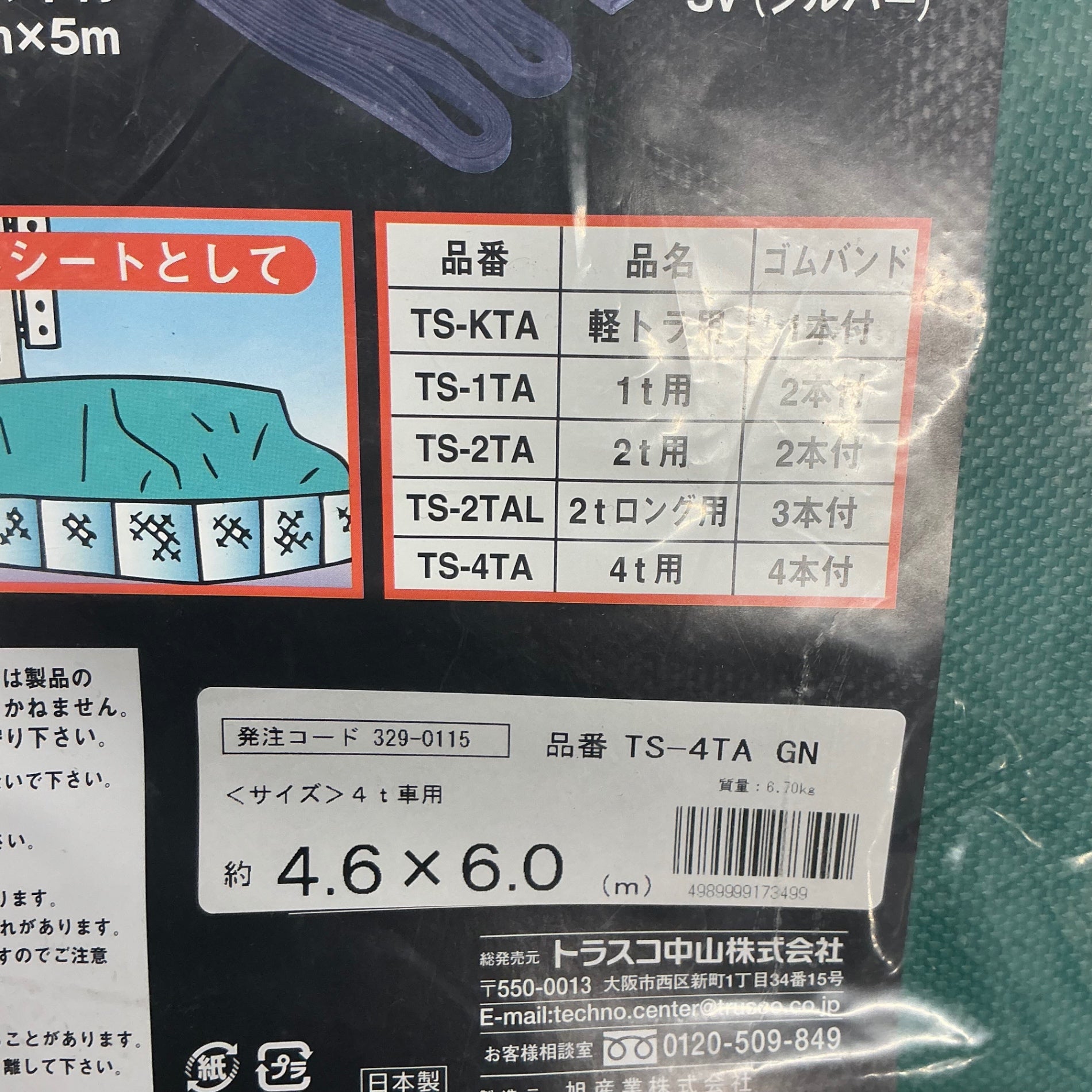 【未使用・保管品】 トラスコ中山 TRUSCO トラックシートα 4t用 幅4.6ｍ x 長さ6.0ｍ TS-4TA 幌 荷台 【越谷店】