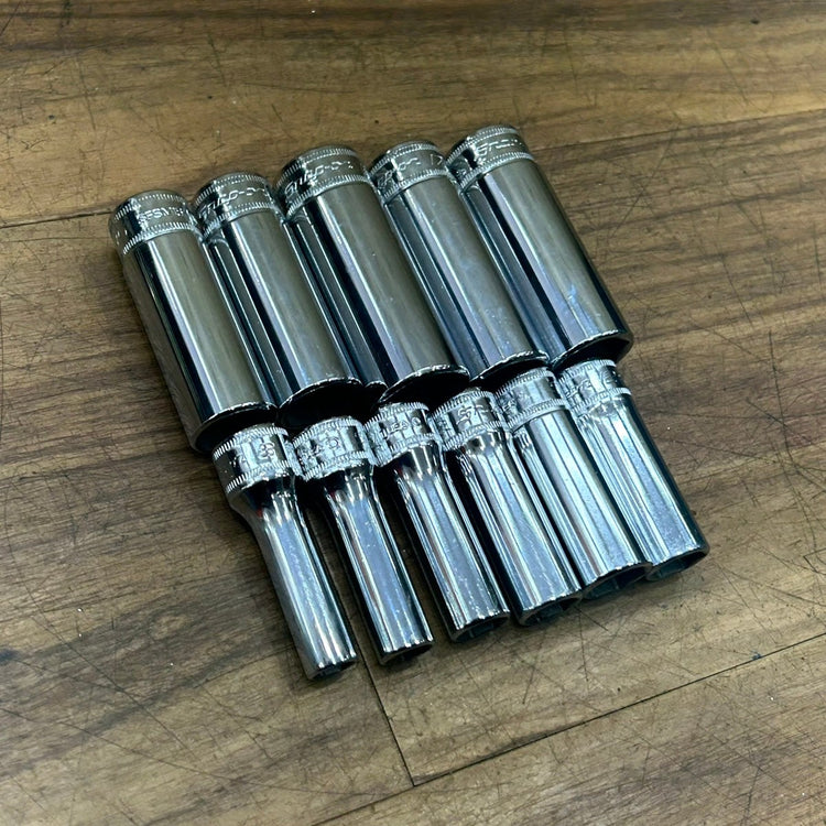 マグネットソケットホルダー付き Snap-on (スナップオン) 3/8 6角 ディープ ソケット 11個セット SFSM 212SFSMY 【船橋馬込店】