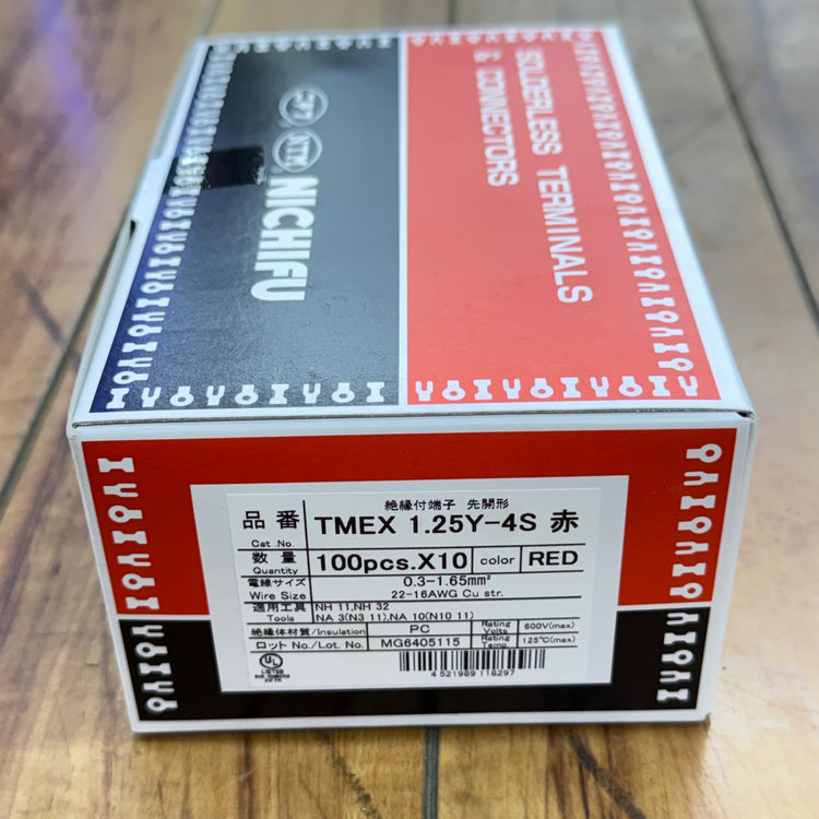 未使用品 絶縁付端子 先開形 TMEX1.25Y-4S 赤 100×10個入り【リライズ蓮田店】