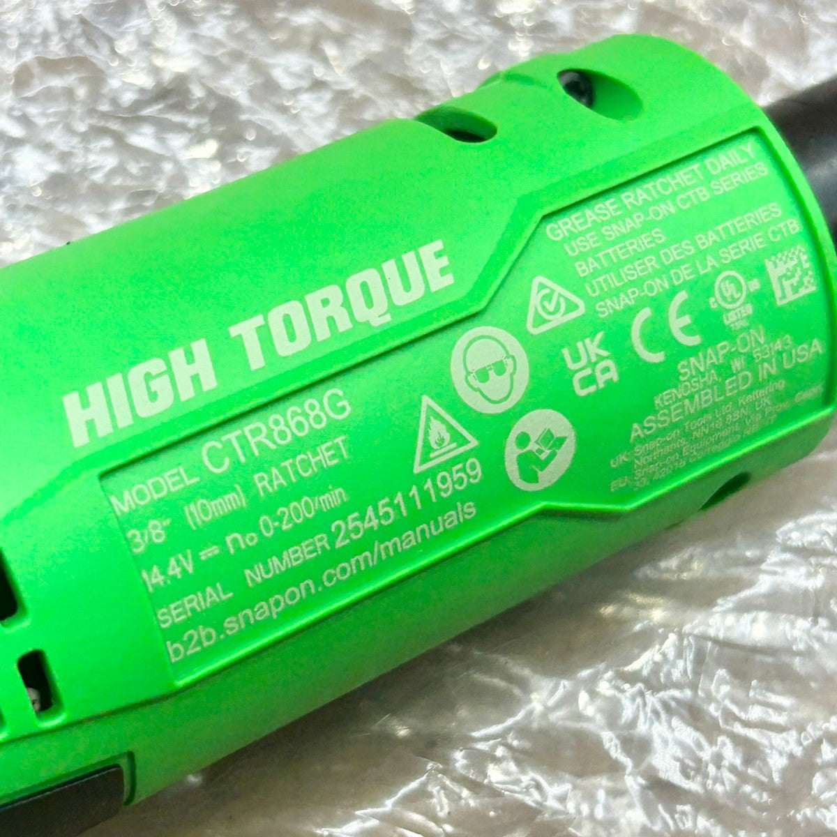 Snap-on スナップオン 14.4V コードレスロングラチェット 3/8 CTR868GDB 本体のみ グリーン 【船橋馬込店】