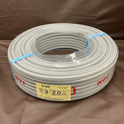 【未使用・アウトレット品】 カワイ電線 VVFケーブル 3 × 2.0 mm 黒白赤 灰 100m VVF203 【越谷店】