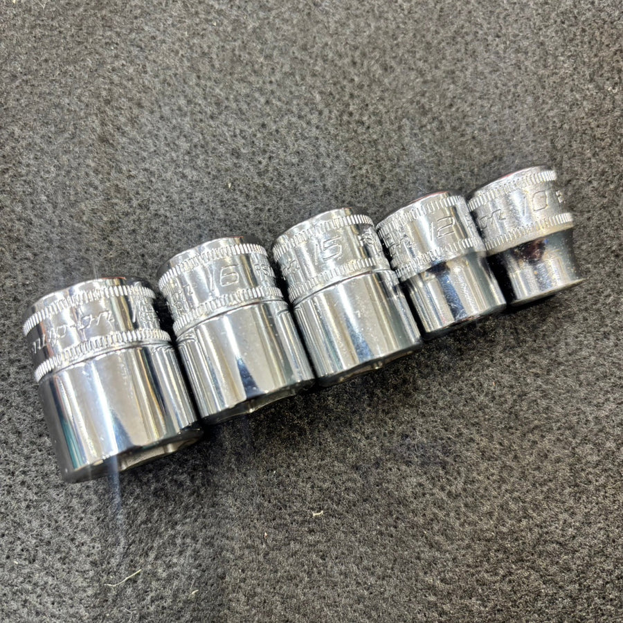 【ホルダー付】Snap-on (スナップオン) 3/8 差し込み 6角 ショートソケット 5個セット FSM 【船橋馬込店】