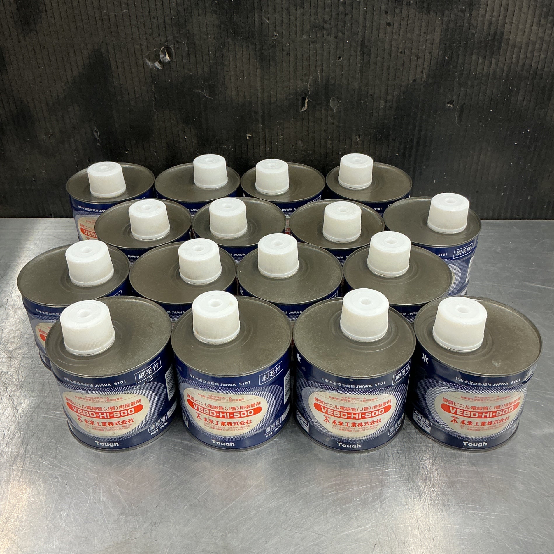 【未使用長期保管品】 未来工業 硬質ビニル電線管(J管)用接着剤500ml   16缶 ＊現状品【越谷店】