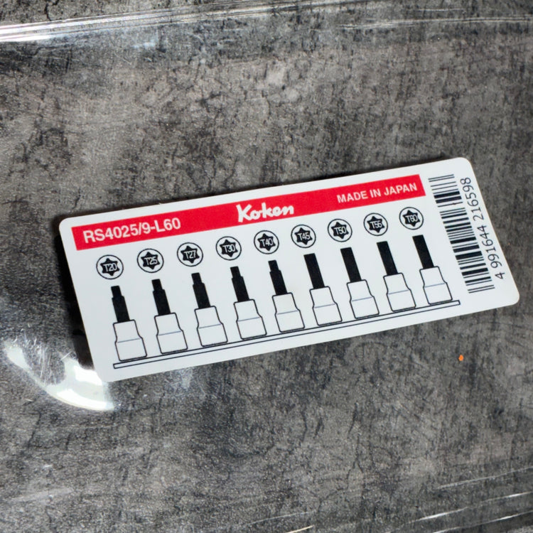 1/2(12.7mm)SQ. トルクスビットソケットレールセット 全長60mm 9ヶ組 RS4025/9-L60 【市川行徳店】