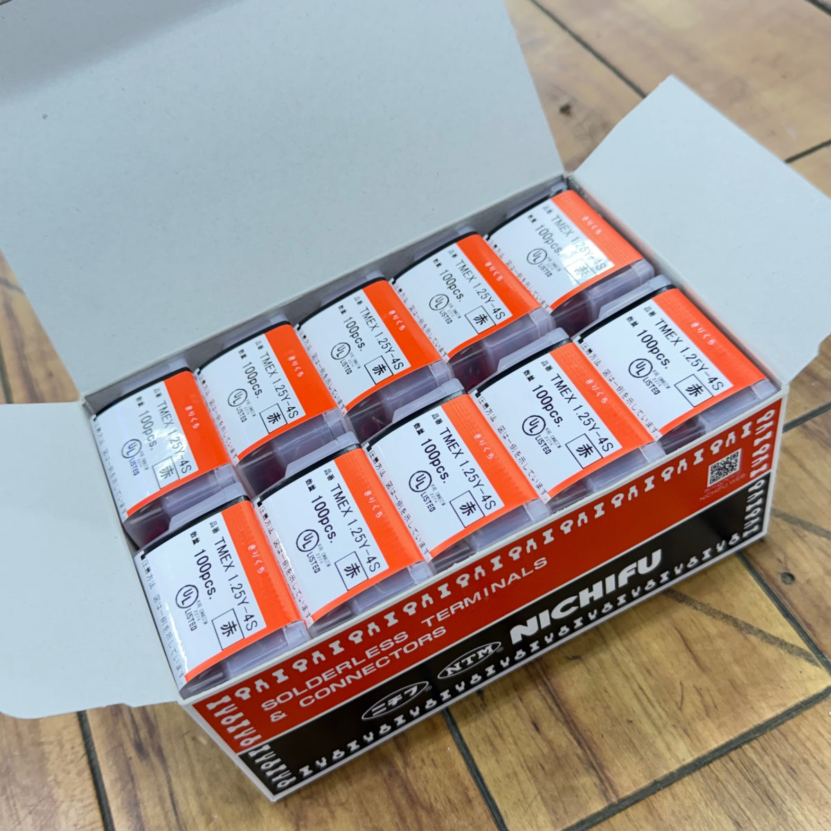 未使用品 絶縁付端子 先開形 TMEX1.25Y-4S 赤 100×10個入り【リライズ蓮田店】