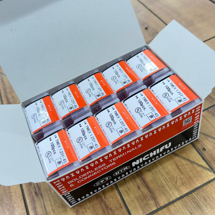 未使用品 絶縁付端子 先開形 TMEX1.25Y-4S 赤 100×10個入り【リライズ蓮田店】