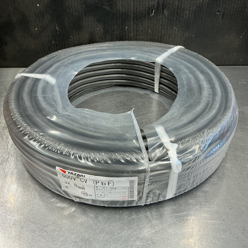 【未使用品＊パッケージ破れアリ】矢崎/YAZAKI 3×8mm CV600V CVケーブル 50m 【越谷店】