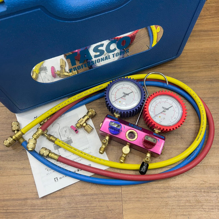 美品 TASCO タスコ ゲージマニホールド TA141G TA140G (R410A/R32用) 耐圧兼用型チャージバルブ付き TA166ZA 【船橋馬込店】