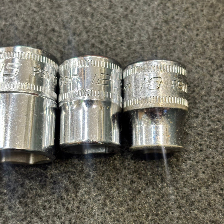 【ホルダー付】Snap-on (スナップオン) 3/8 差し込み 6角 ショートソケット 5個セット FSM 【船橋馬込店】