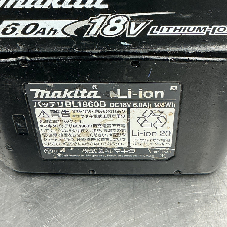 【中古現状品】マキタ/makita リチウムイオンバッテリー 18V/6.0Ah BL1860B  【越谷店】