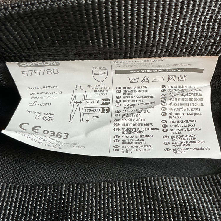 【未使用】OREGON(オレゴン) 軽量チャップス 575780 フリーサイズ 防護服  【越谷店】