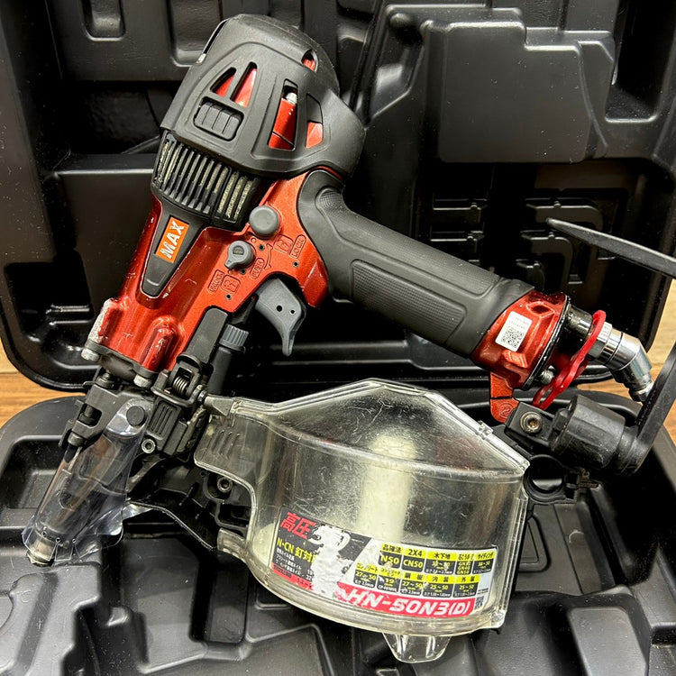 美品 マックス (MAX) 50mm 高圧 エアー釘打ち機 HN-50N3(D)-R コイルネイラ 【船橋馬込店】