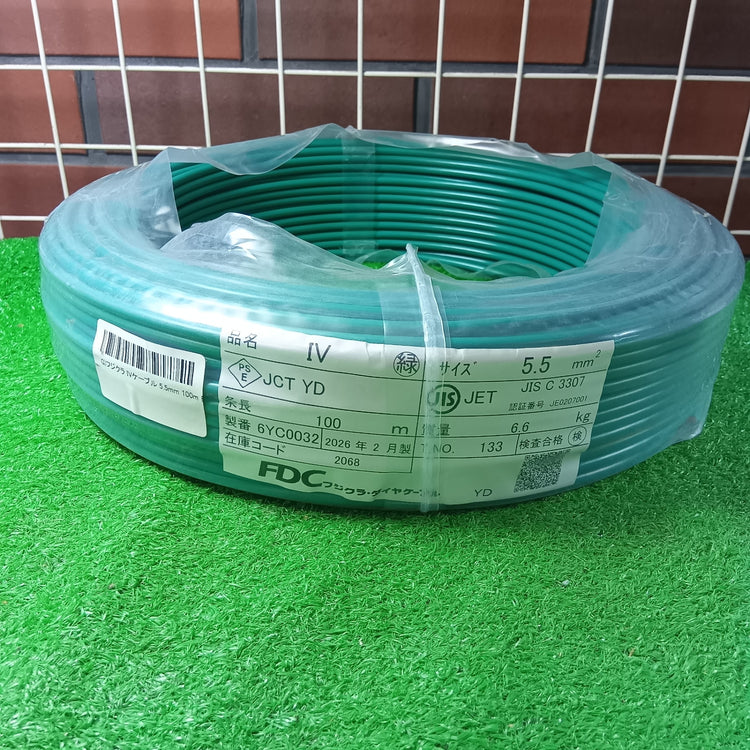 IVケーブル 5.5mm 100m 緑 【市川行徳店】