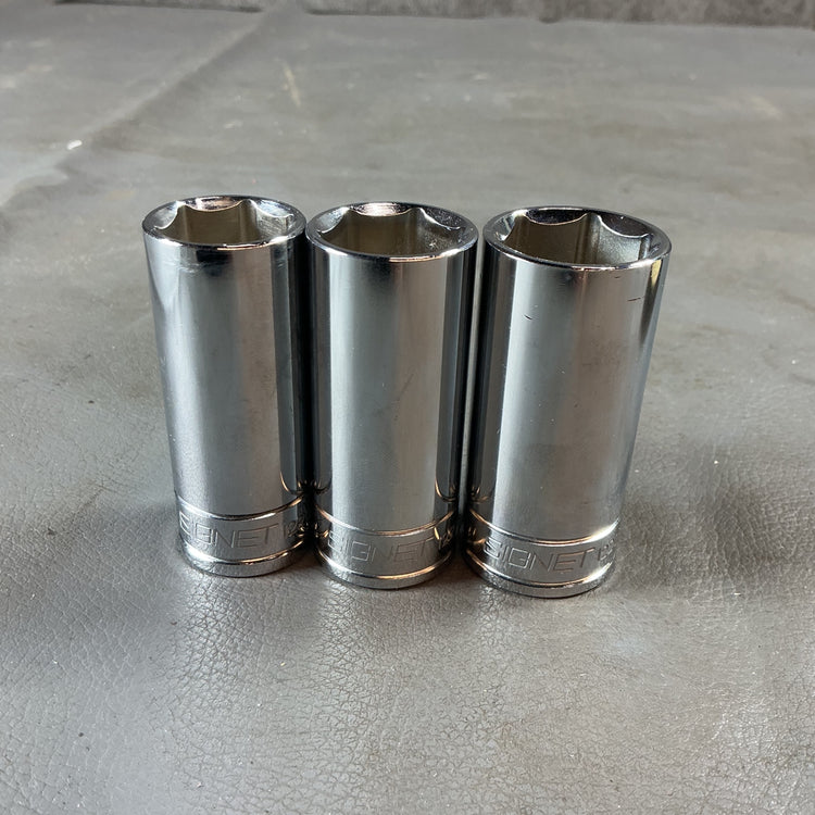 【中古】シグネット ディープソケット 3個セット 差込:3/8 サイズ:7/8 13/16 3/4 12209 12208 12207 SIGNET インチ  【越谷店】