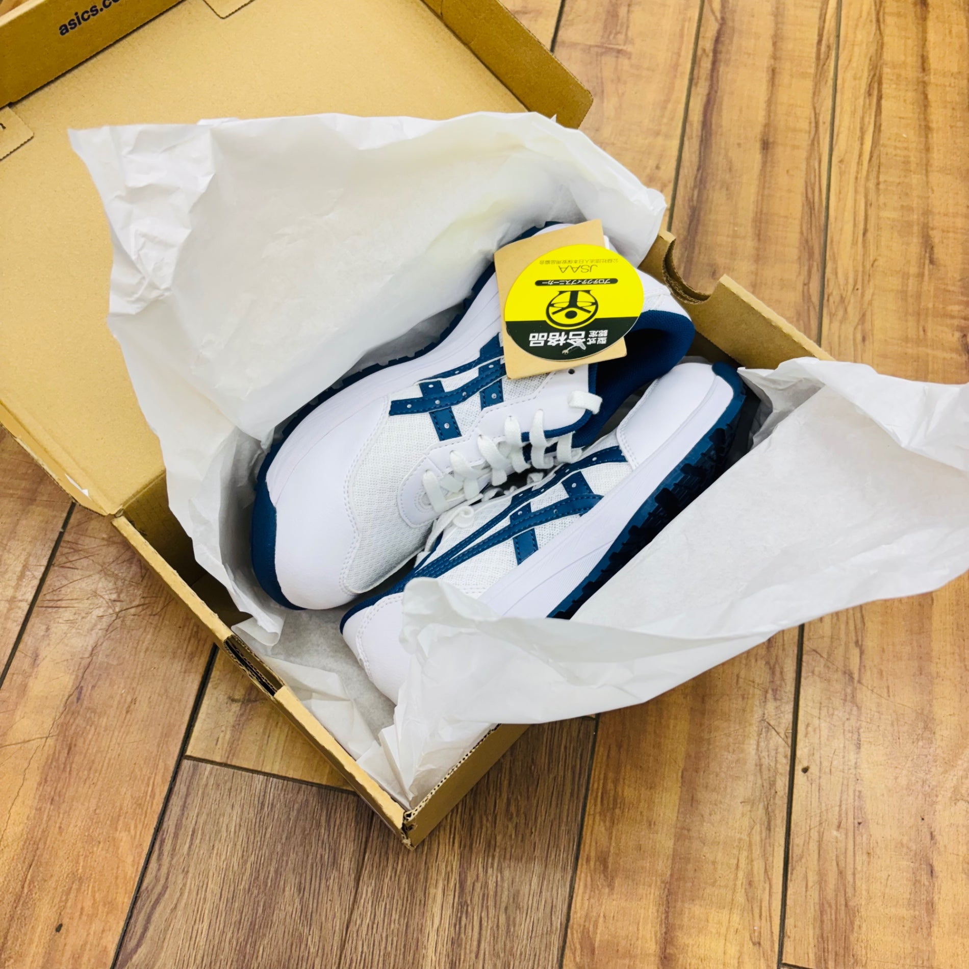 アシックス(asics) 安全靴 作業靴 WINJOB CP221 シューレース メッシュ ホワイト/マコブルー 22.0cm 3E 【蓮田店】
